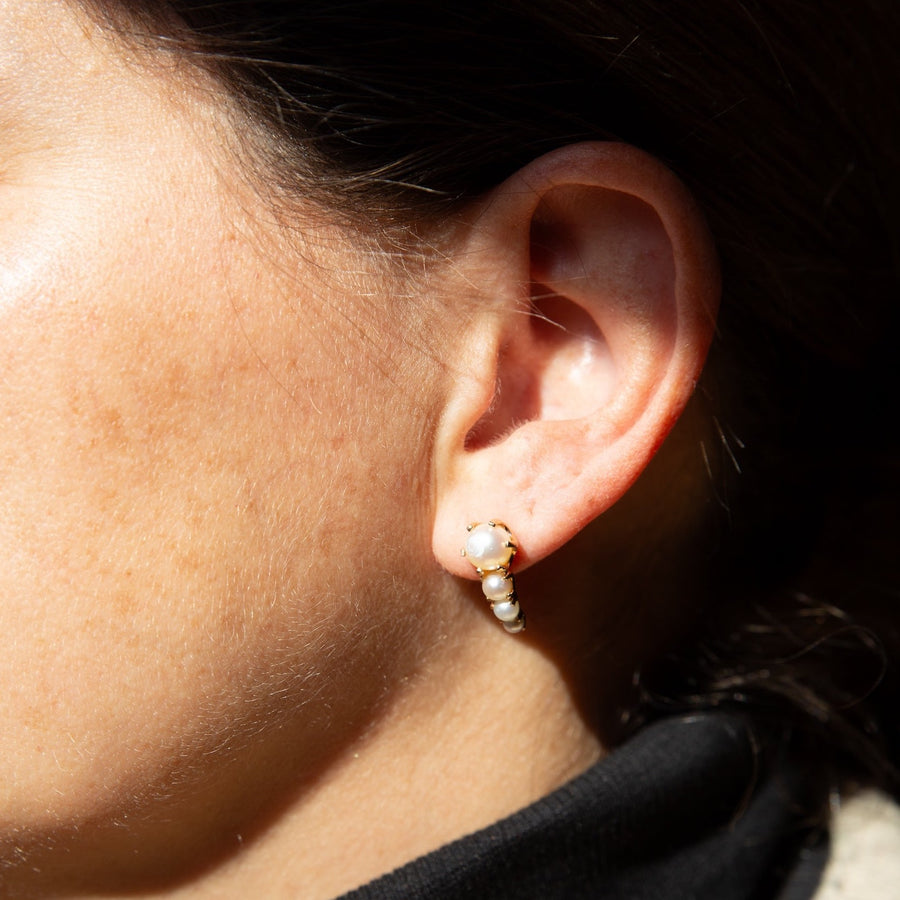 14k Yellow Gold Natural Pearl Earrings