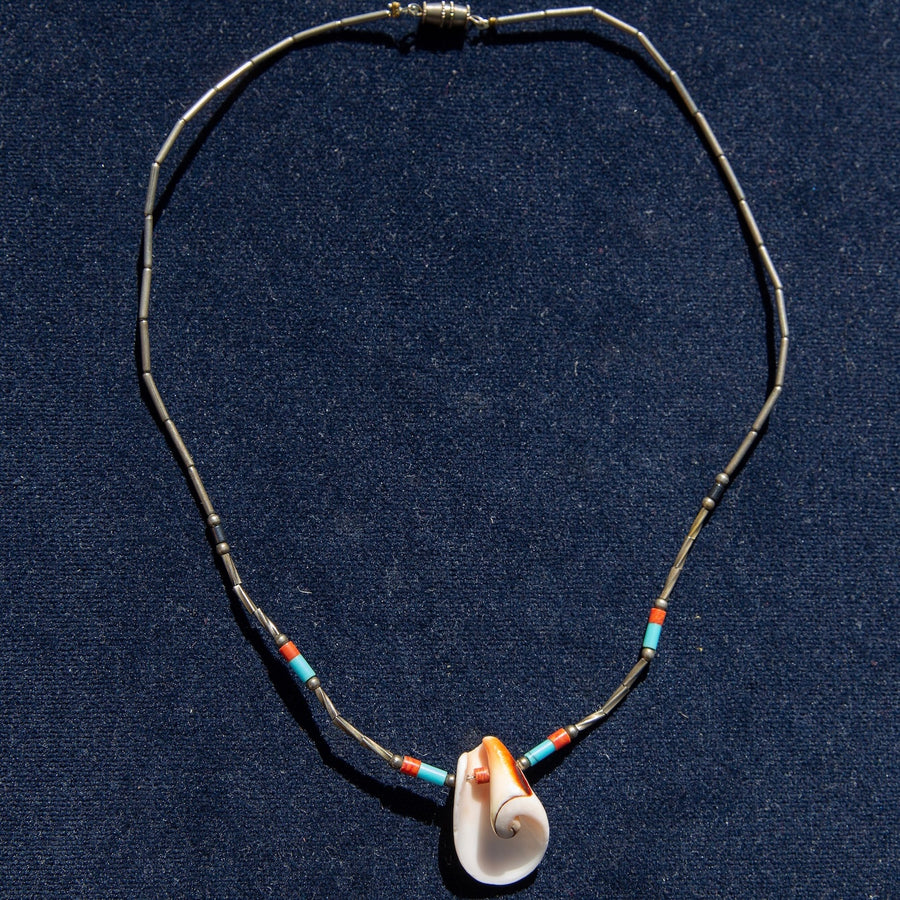Large Facing Shell and Beaded Necklace