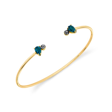Pear and Pave Ball Bangle - London Blue Topaz