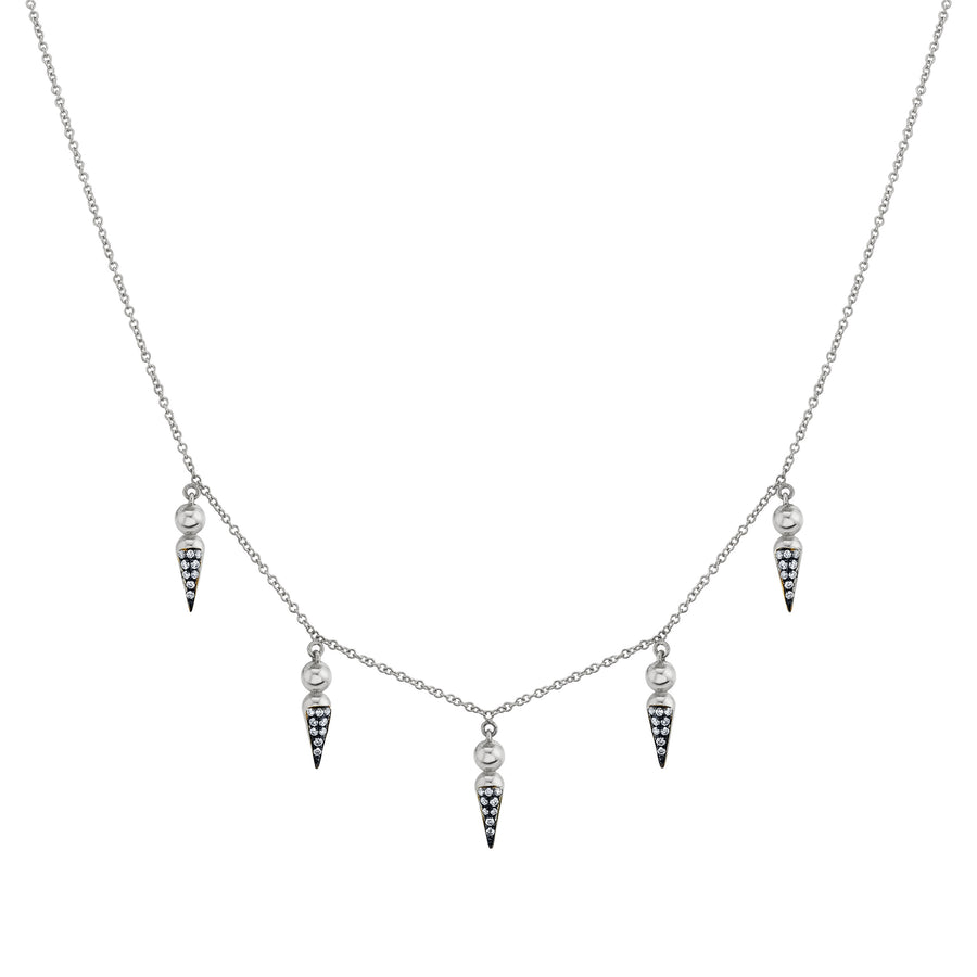 5 Point Pave Spear Tip Collar Necklace - Diamond