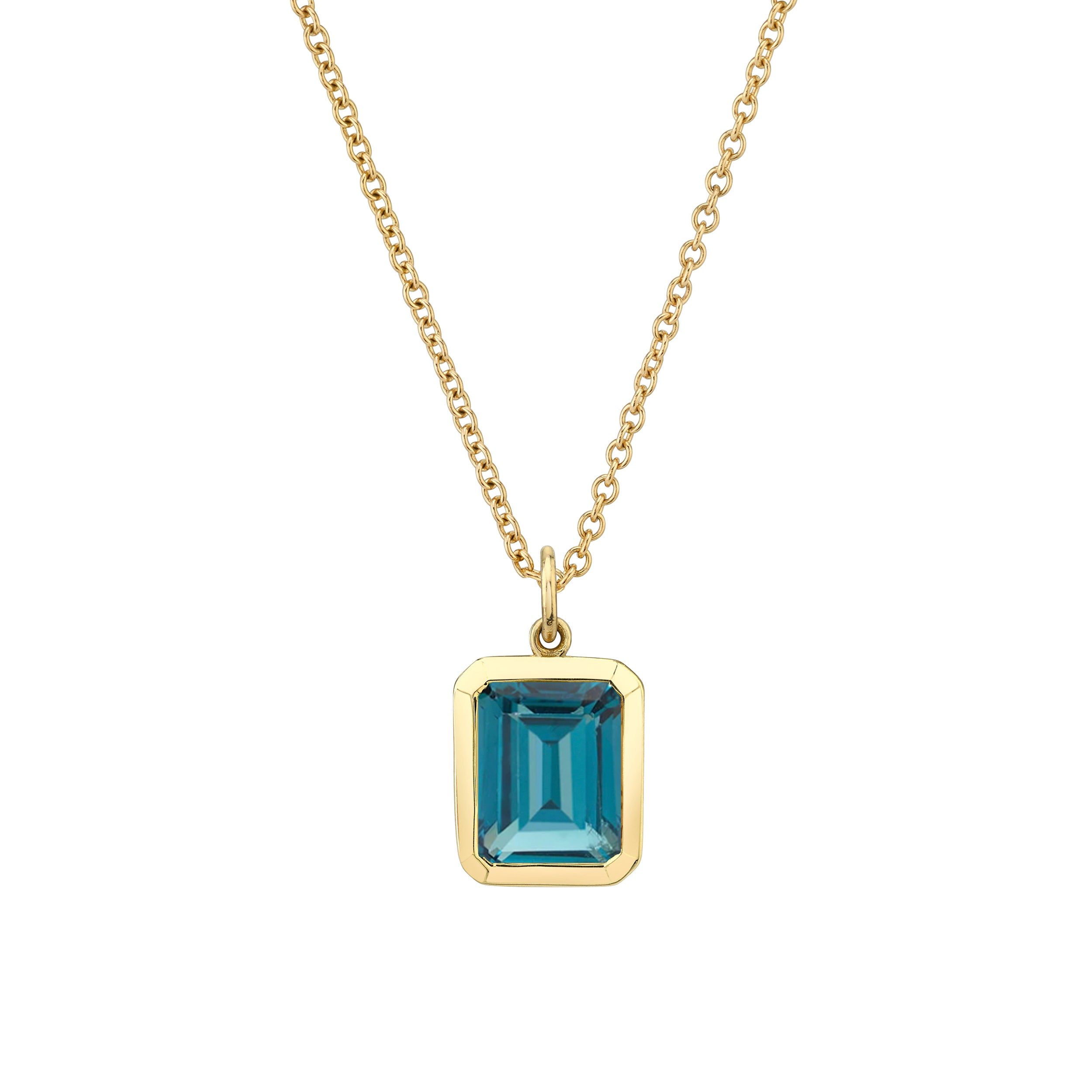 Bezel Set Emerald Cut Gemstone Necklace – Sarah Hendler