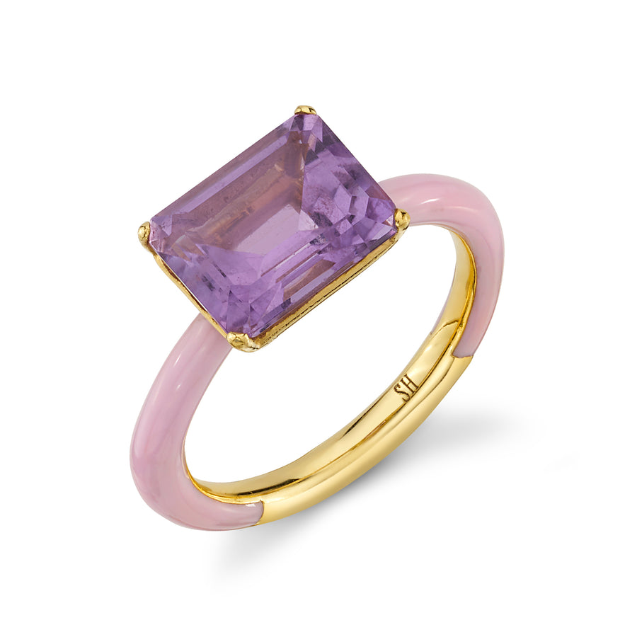 Enamel Shirley Prong Set Emerald Cut Ring