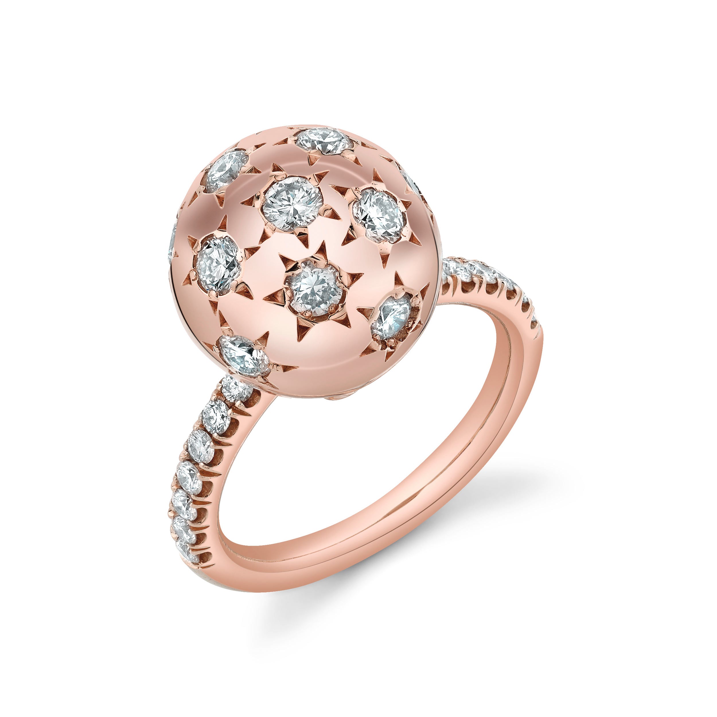 Rose Des Vents Ring Pink Gold, Diamonds and Pink Opal