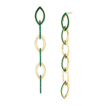 XL Linking Marquise Earrings - Emerald