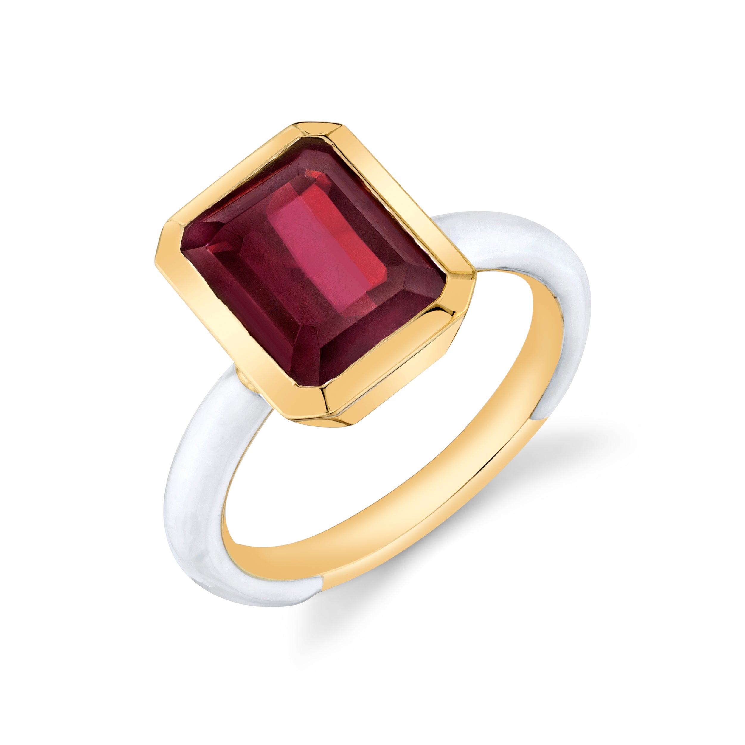 Emerald Cut Gemstone Enamel Ring Sarah Hendler