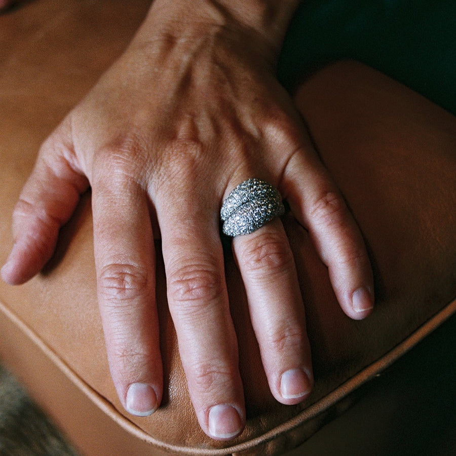 White Gold Pave Diamond Encrusted Stacking Rings