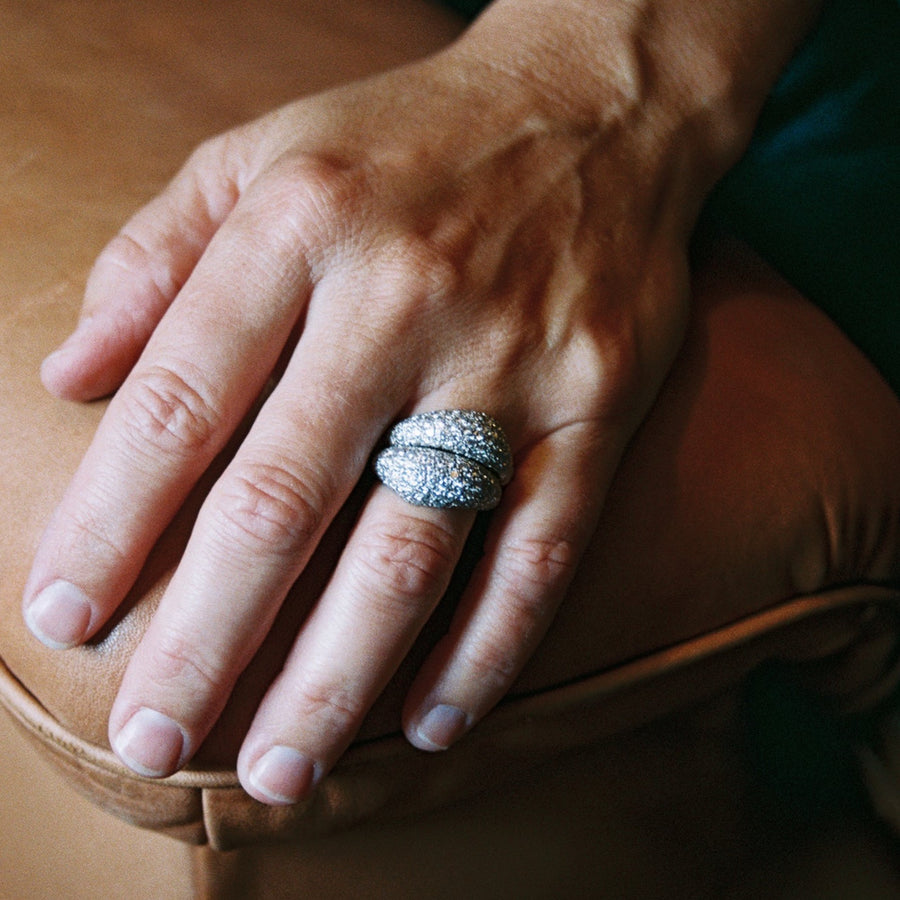 White Gold Pave Diamond Encrusted Stacking Rings