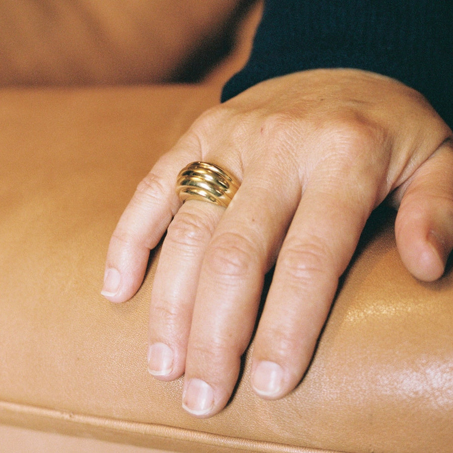 18k Gold Large Domed Scalloped Ring