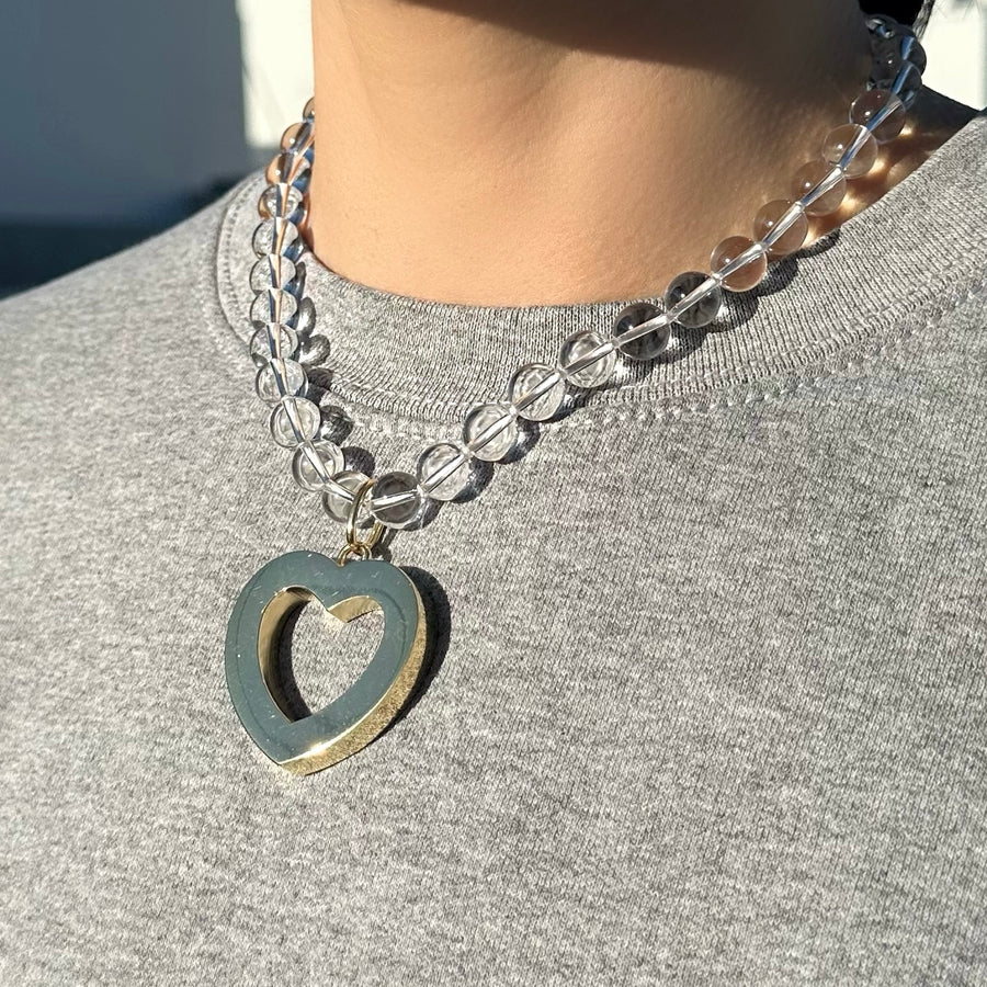 Large Open Heart Beaded Necklace
