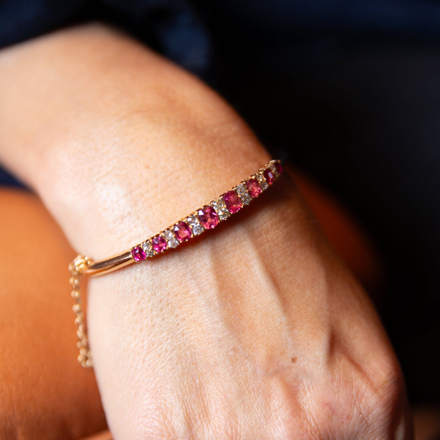 Spinel and Diamond Victorian Bangle