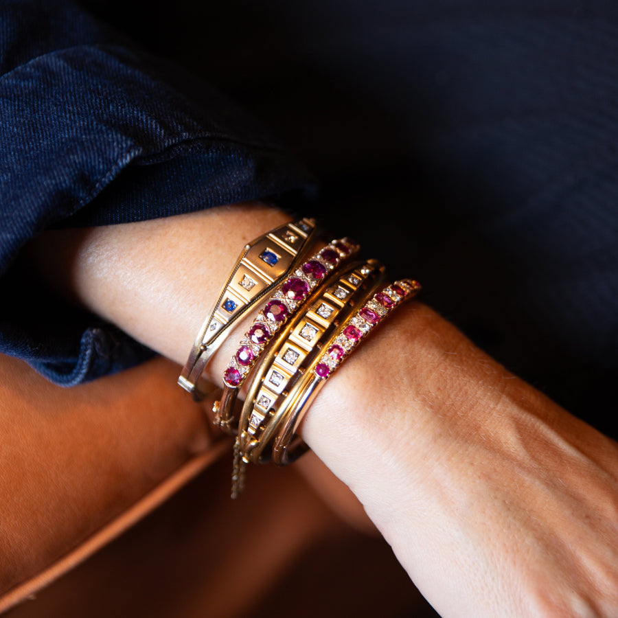 Victorian Era Natural Ruby and Diamond Bracelet