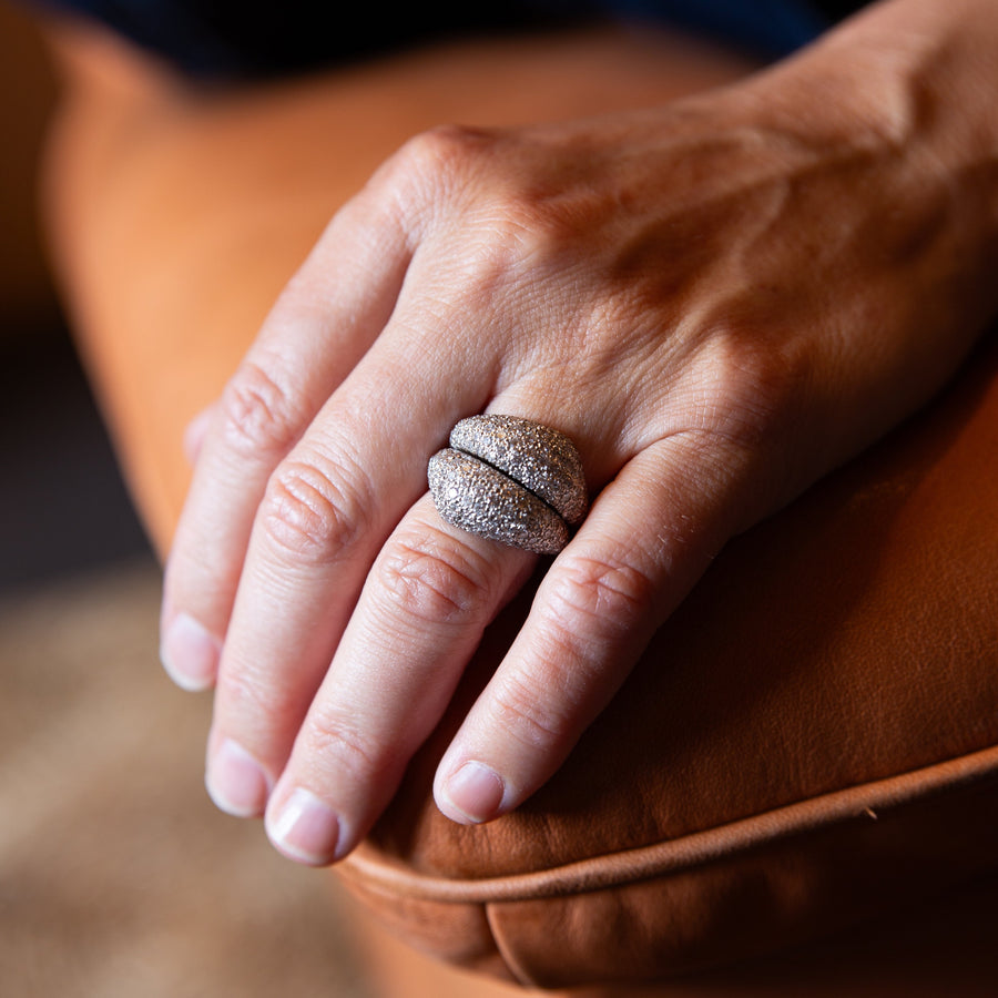 White Gold Pave Diamond Encrusted Stacking Rings