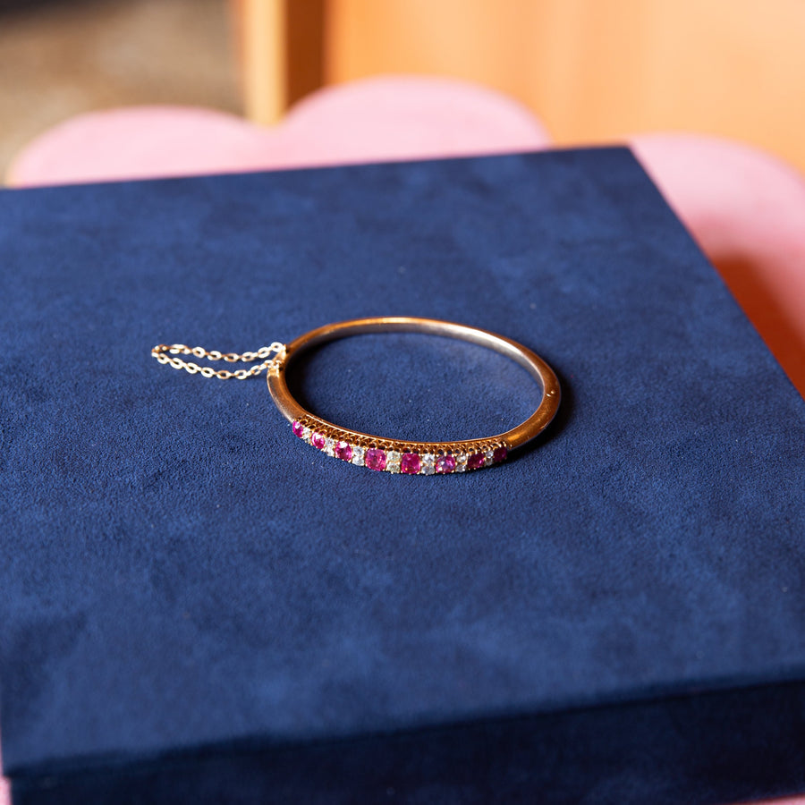 Spinel and Diamond Victorian Bangle