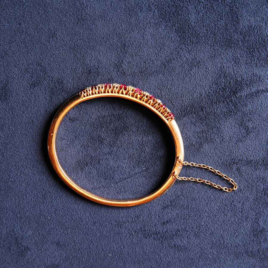 Spinel and Diamond Victorian Bangle