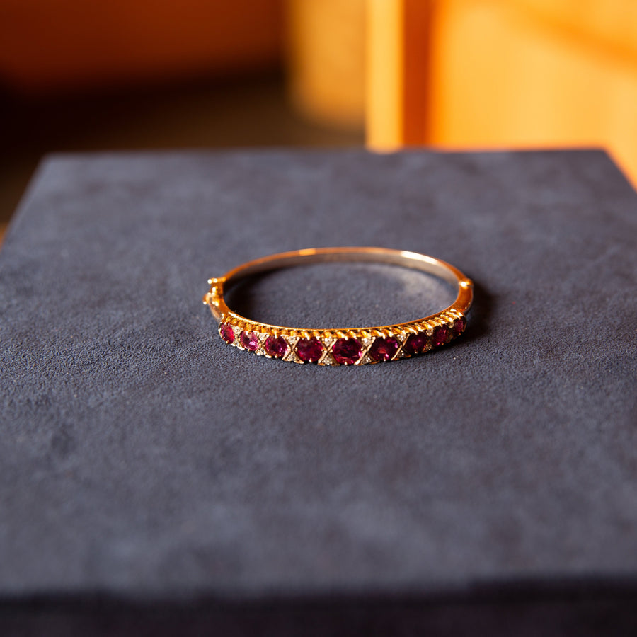 Victorian Era Natural Ruby and Diamond Bracelet