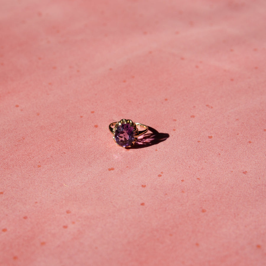 10k Large Amethyst Ring