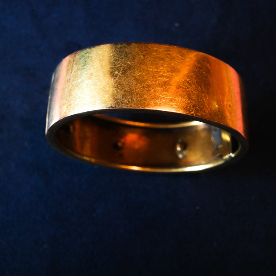 Yellow Gold Bangle with Natural Pearl Appliqué