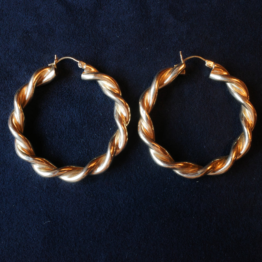 14k Yellow Gold Lightweight Gold Twist Hoops