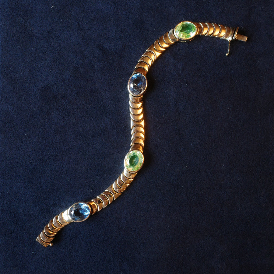 14k Yellow Gold Slinky Lemon Quartz and Topaz Bracelet
