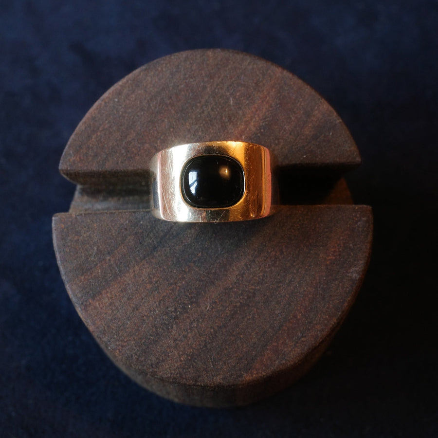 14k Yellow Gold Square Signet Ring with Onyx Stone