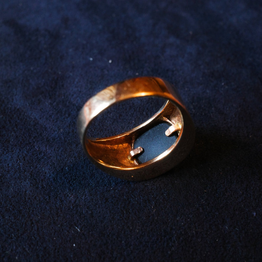 14k Yellow Gold Square Signet Ring with Onyx Stone
