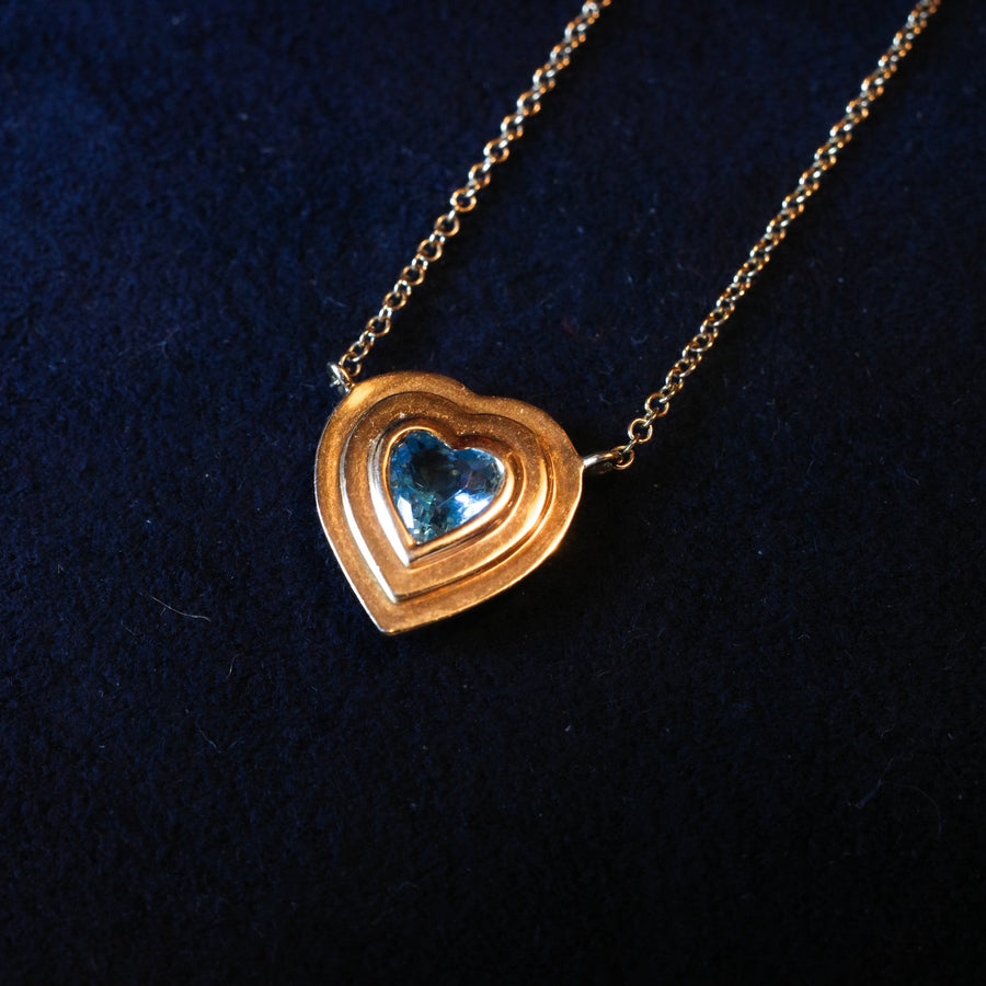 14k Yellow Gold Heart Necklace with Topaz Stone