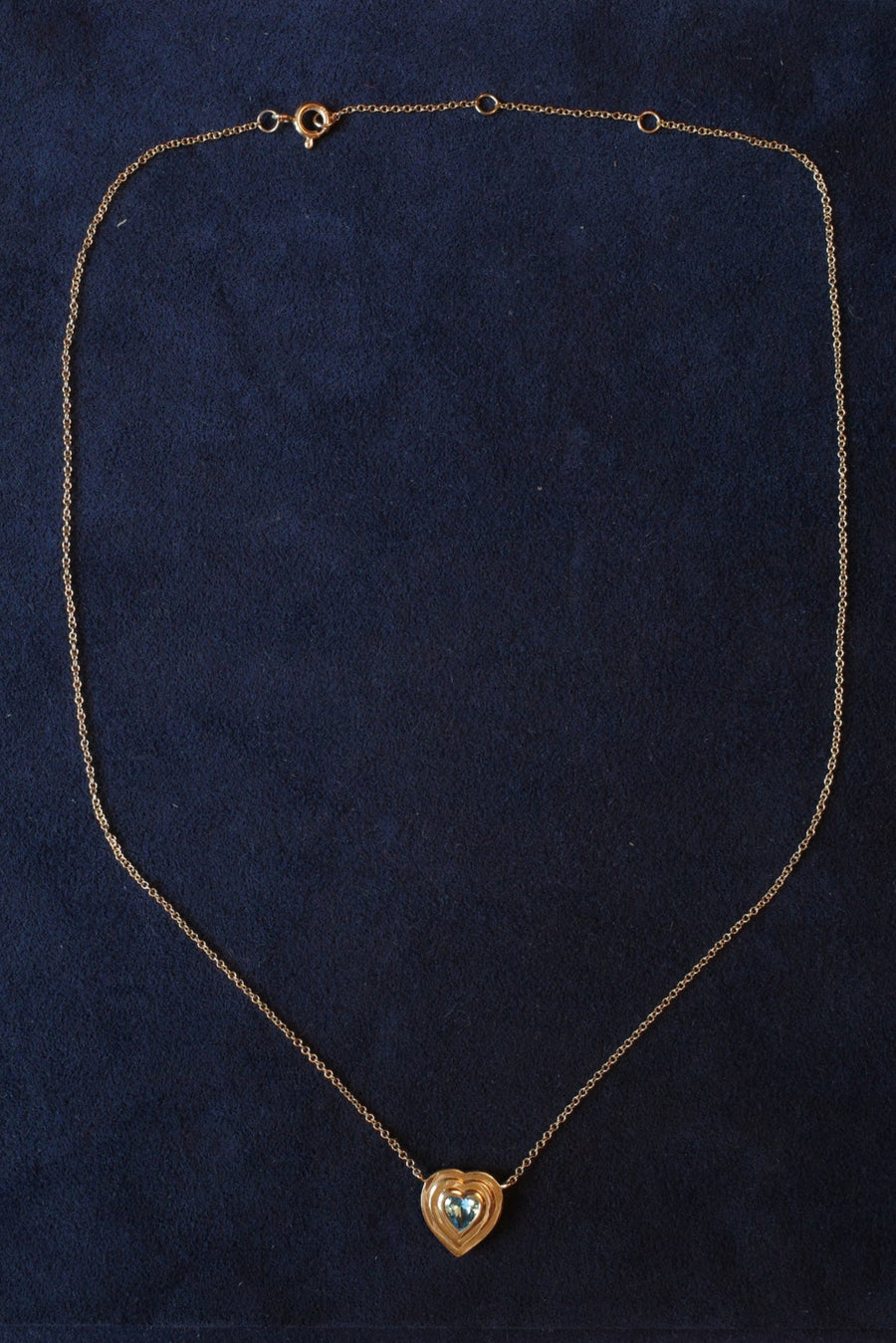 14k Yellow Gold Heart Necklace with Topaz Stone
