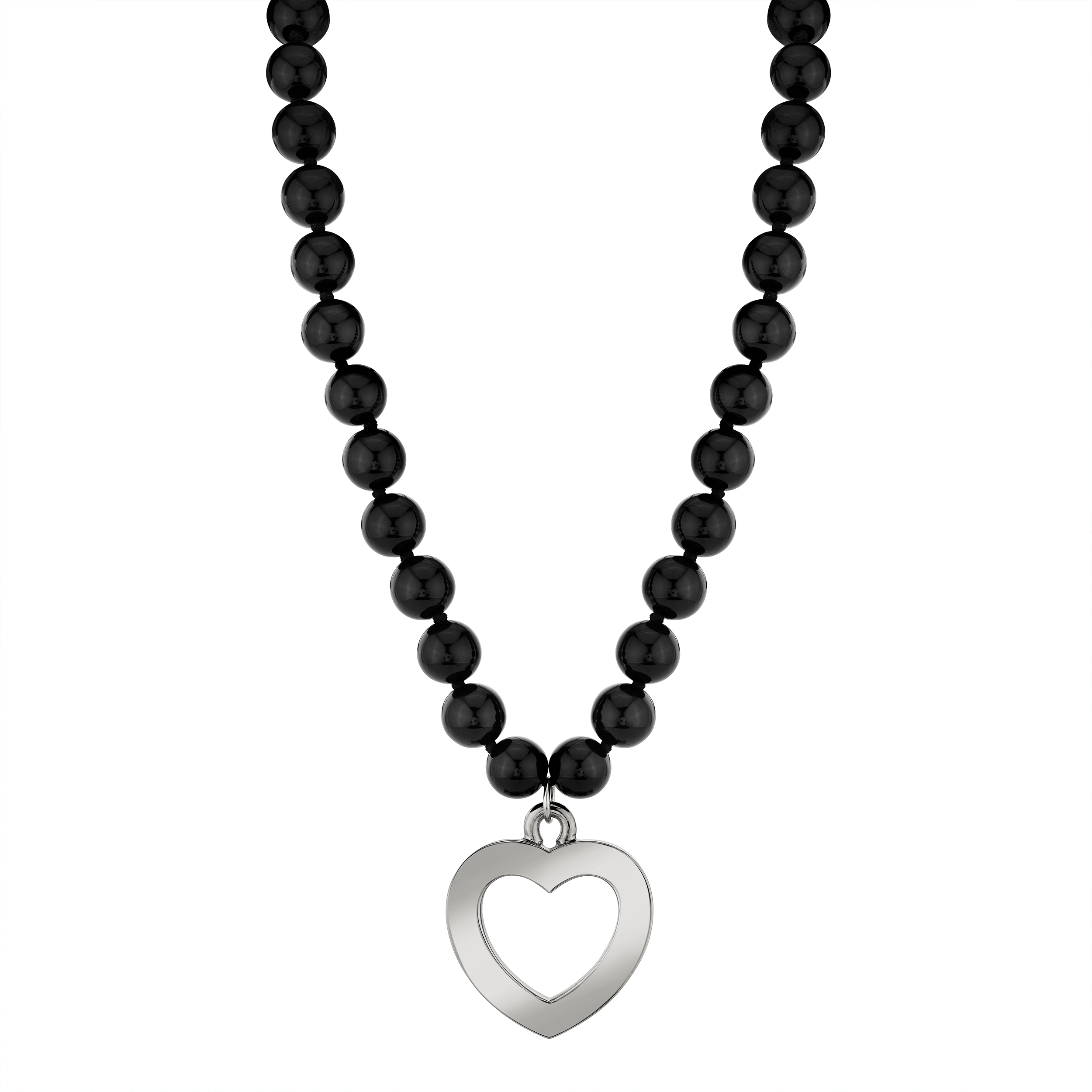 TATIANA☆Black Shiny Heart Beads Necklace SARAH-HENDLER-Large-Open-Heart