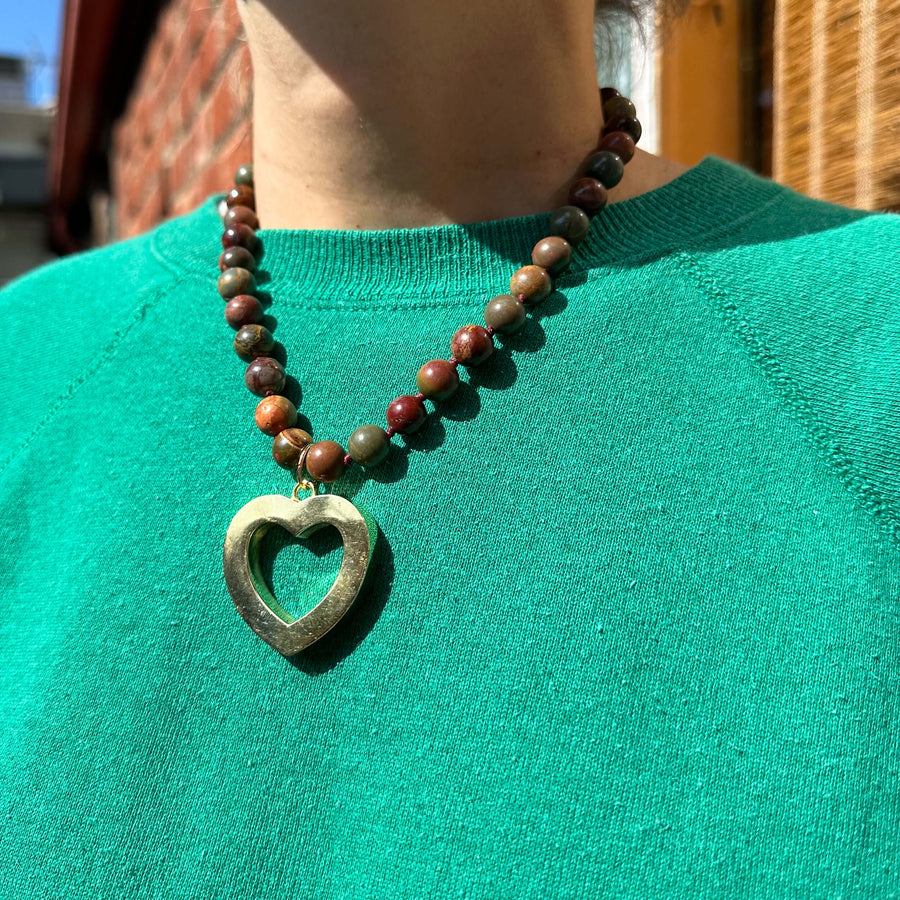 Large Open Heart Beaded Necklace