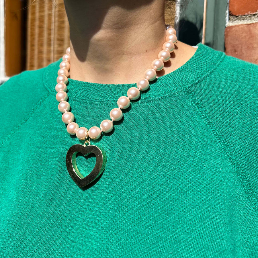 Large Open Heart Beaded Necklace
