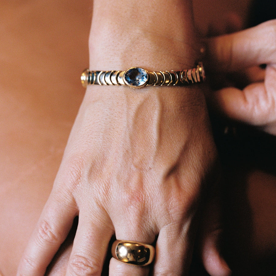 14k Yellow Gold Slinky Lemon Quartz and Topaz Bracelet