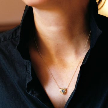 14k Yellow Gold Heart Necklace with Topaz Stone