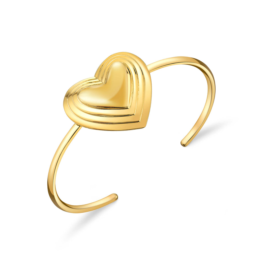 Large Grooved Heart Cuff