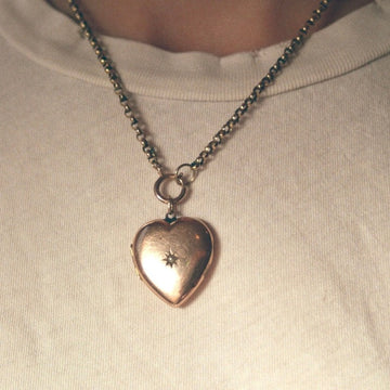 9k Gold with Sea Pearl and Starburst Locket