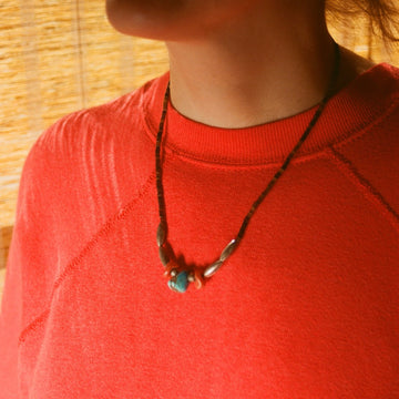 Turquoise, Coral, and Shell Beaded Necklace