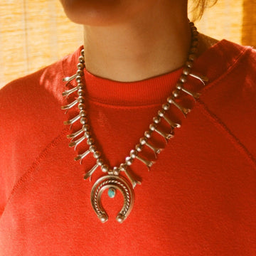 Traditional Squash Blossom Horse Shoe Necklace