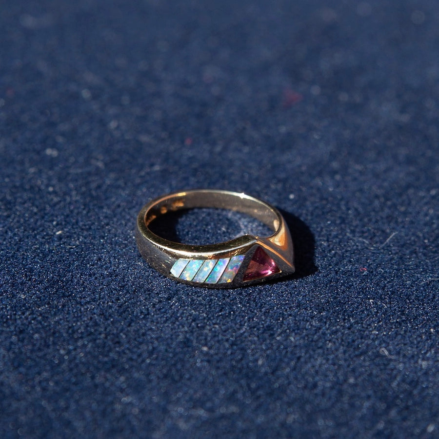 14k Tourmaline and Opal Deco Ring