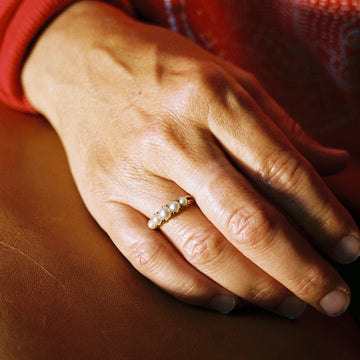 14k Gold Natural Pearl Ring with Filigree Band