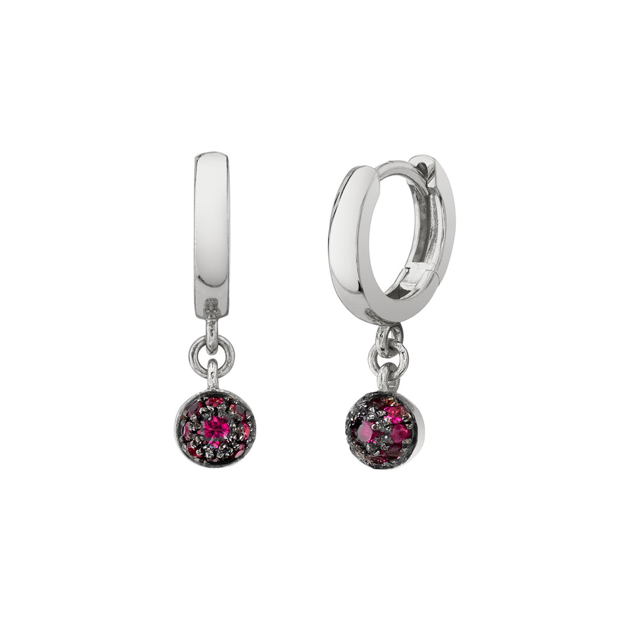 Large Pave Ball Huggie Hoops