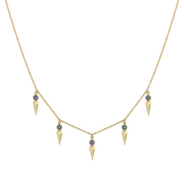 5 Point Pave Center Spear Collar Necklace