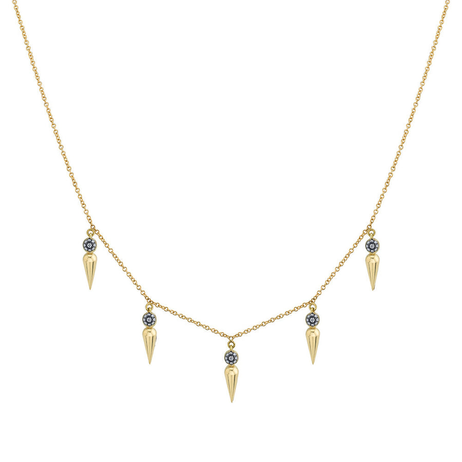 5 Point Pave Center Spear Collar Necklace