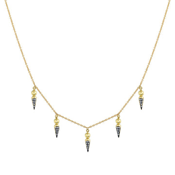 5 Point Pave Spear Tip Collar Necklace - Diamond