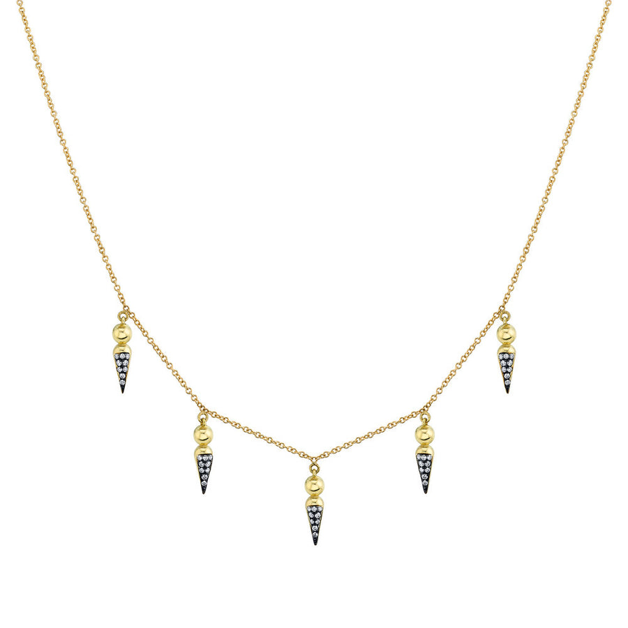 5 Point Pave Spear Tip Collar Necklace - Diamond