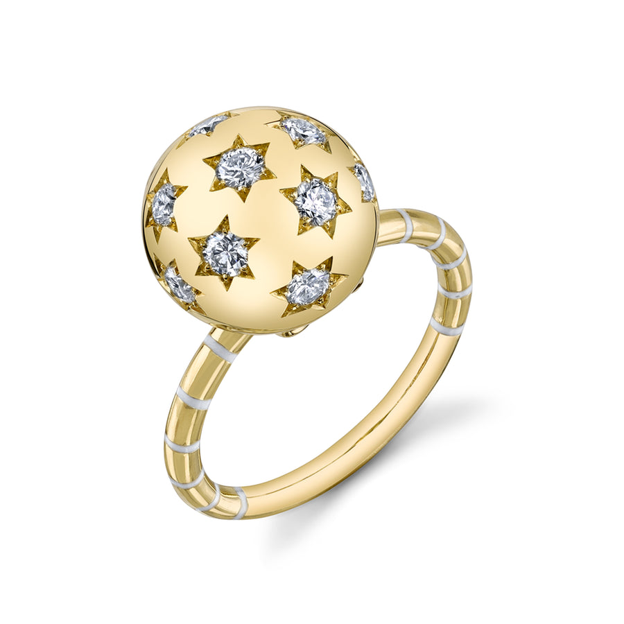 Ethel Ring with Striped Enamel Band - Diamond