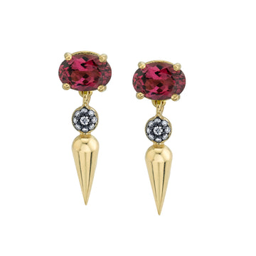 Pave Center Spear Dangle Studs