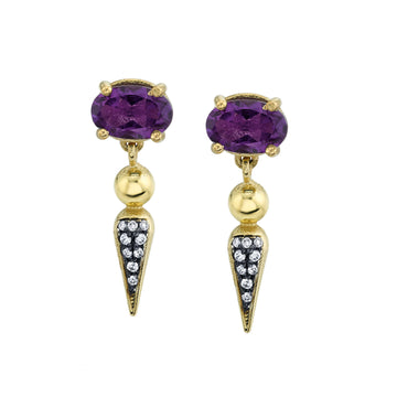 Pave Spear Tip Dangle Studs