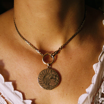 Antique Gold Fill Locket with Jumbo Clasp Chain