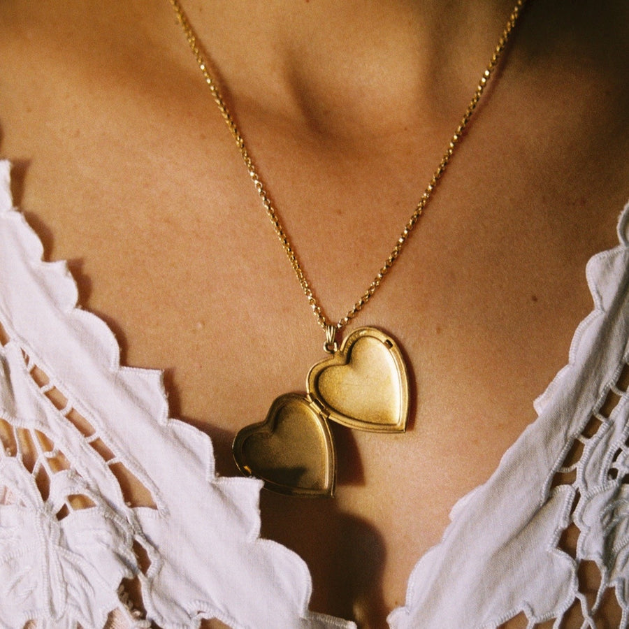 12k Gold Fill Locket with Heart and Leaf Motif
