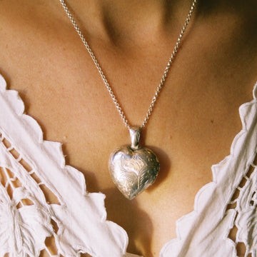 XXL Sterling Silver Locket with Floral Motif