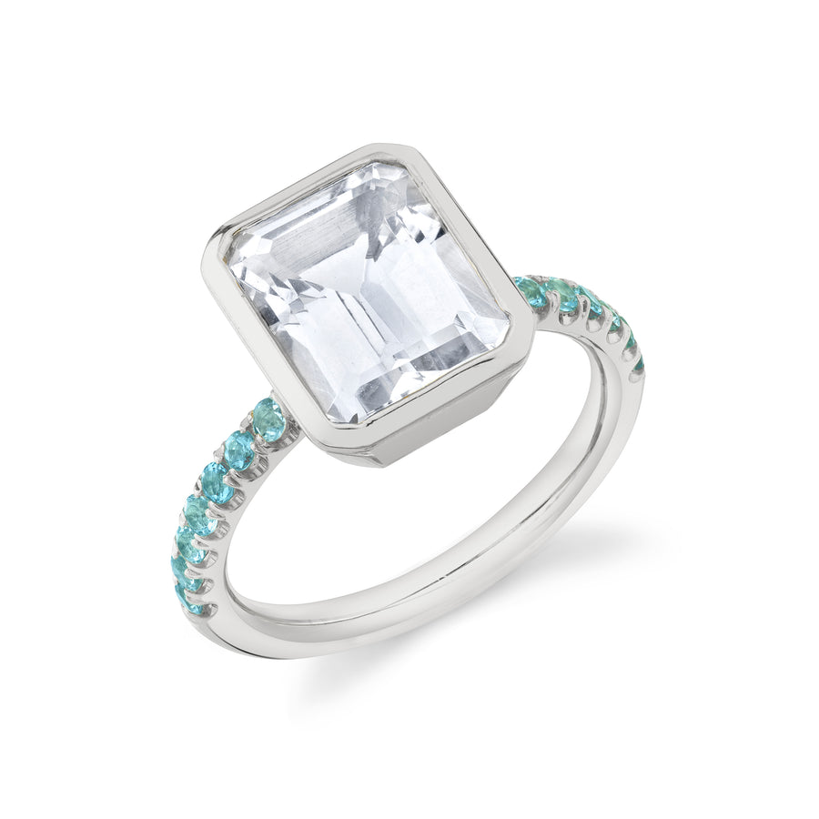 Pave Shirley Bezel Set Emerald Cut Ring